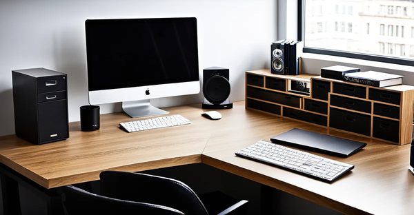 Bureau d'angle avec rangement : optimise votre espace de travail